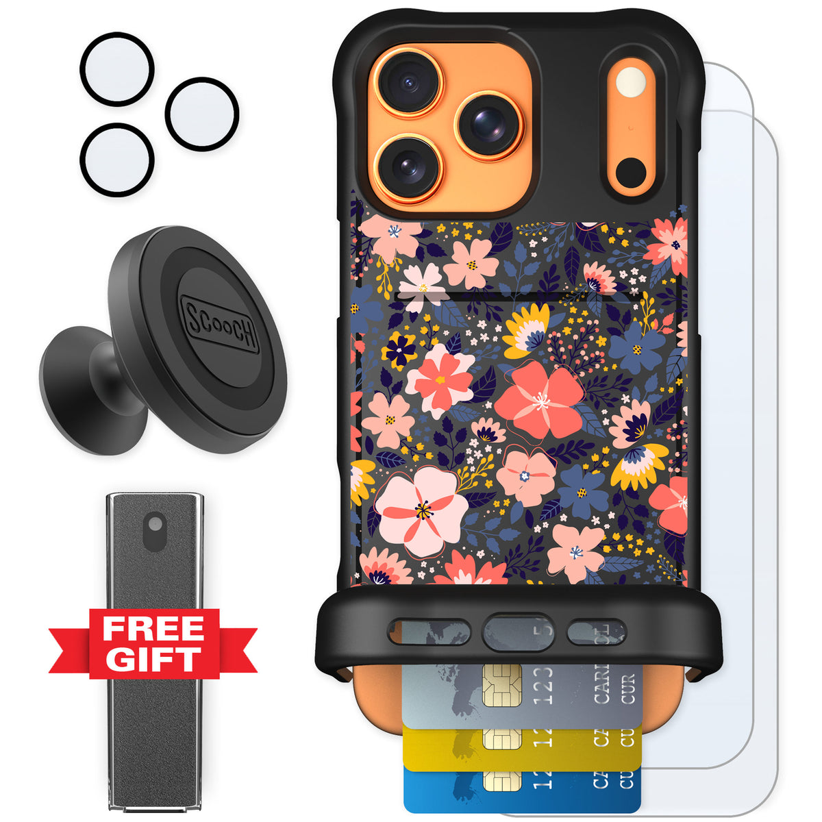 Scooch Wingmate Wildflowers for iPhone 17 Pro Max — Defender Bundle