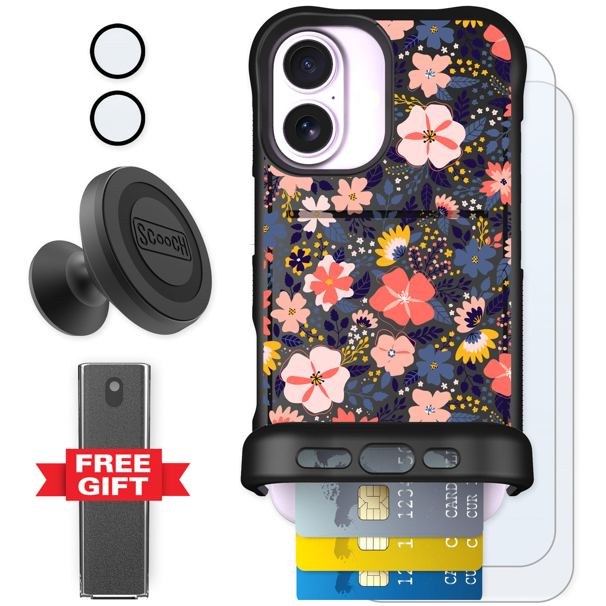 Scooch Wingmate Wildflowers for iPhone 17 — Defender Bundle