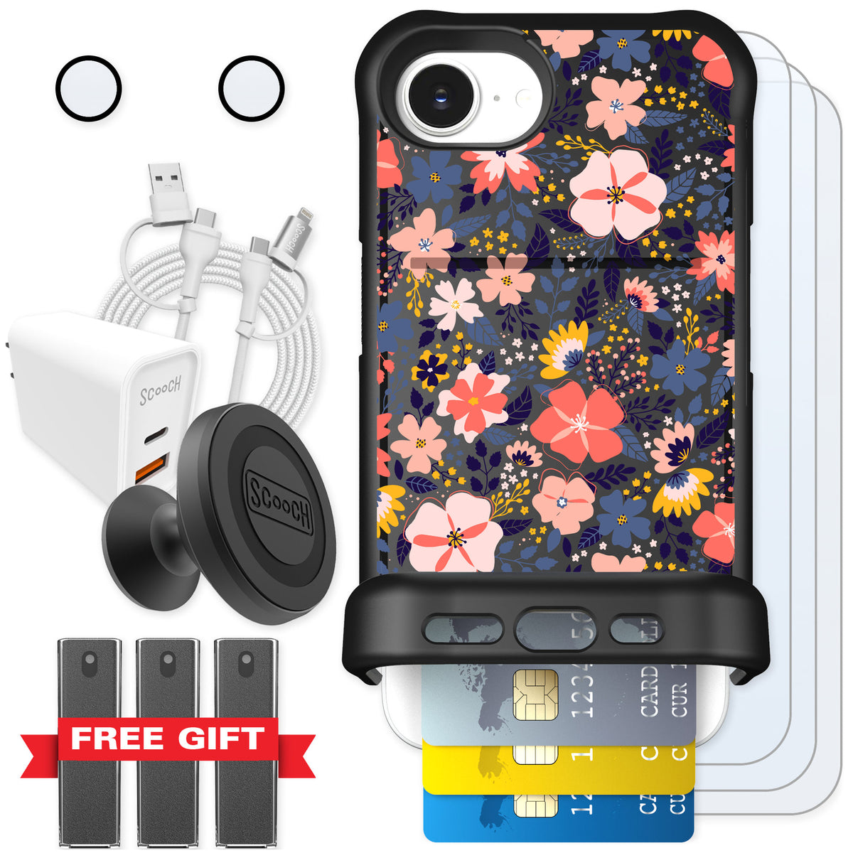 Scooch Wingmate Wildflowers for iPhone 17e — Ultimate Bundle