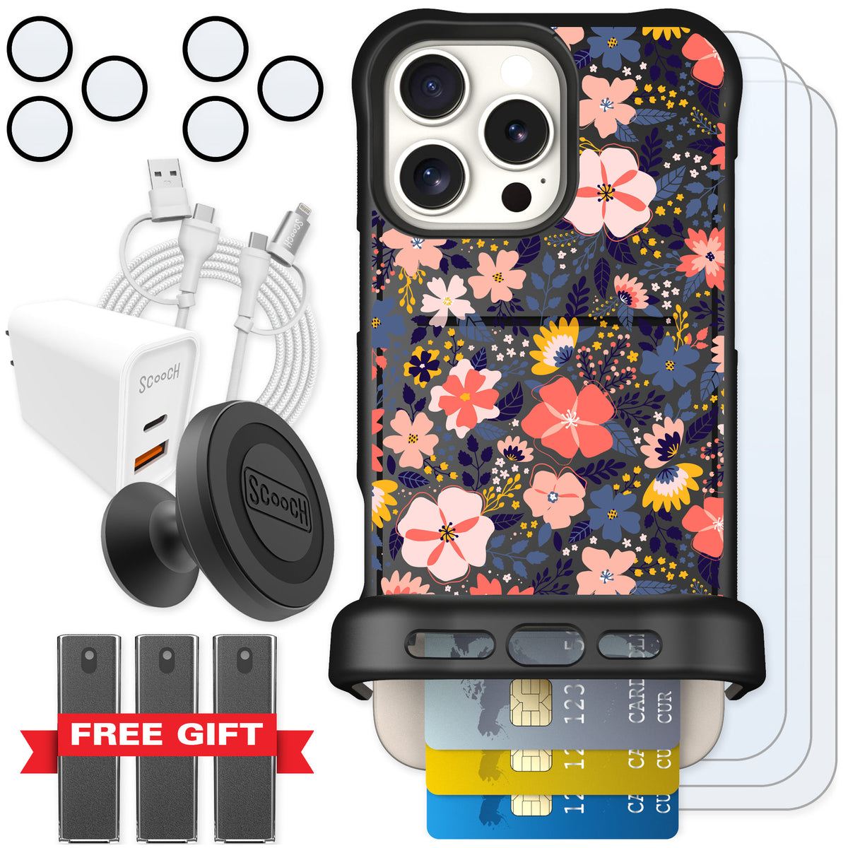 Scooch Wingmate Wildflowers for iPhone 16 Pro Max — Ultimate Bundle