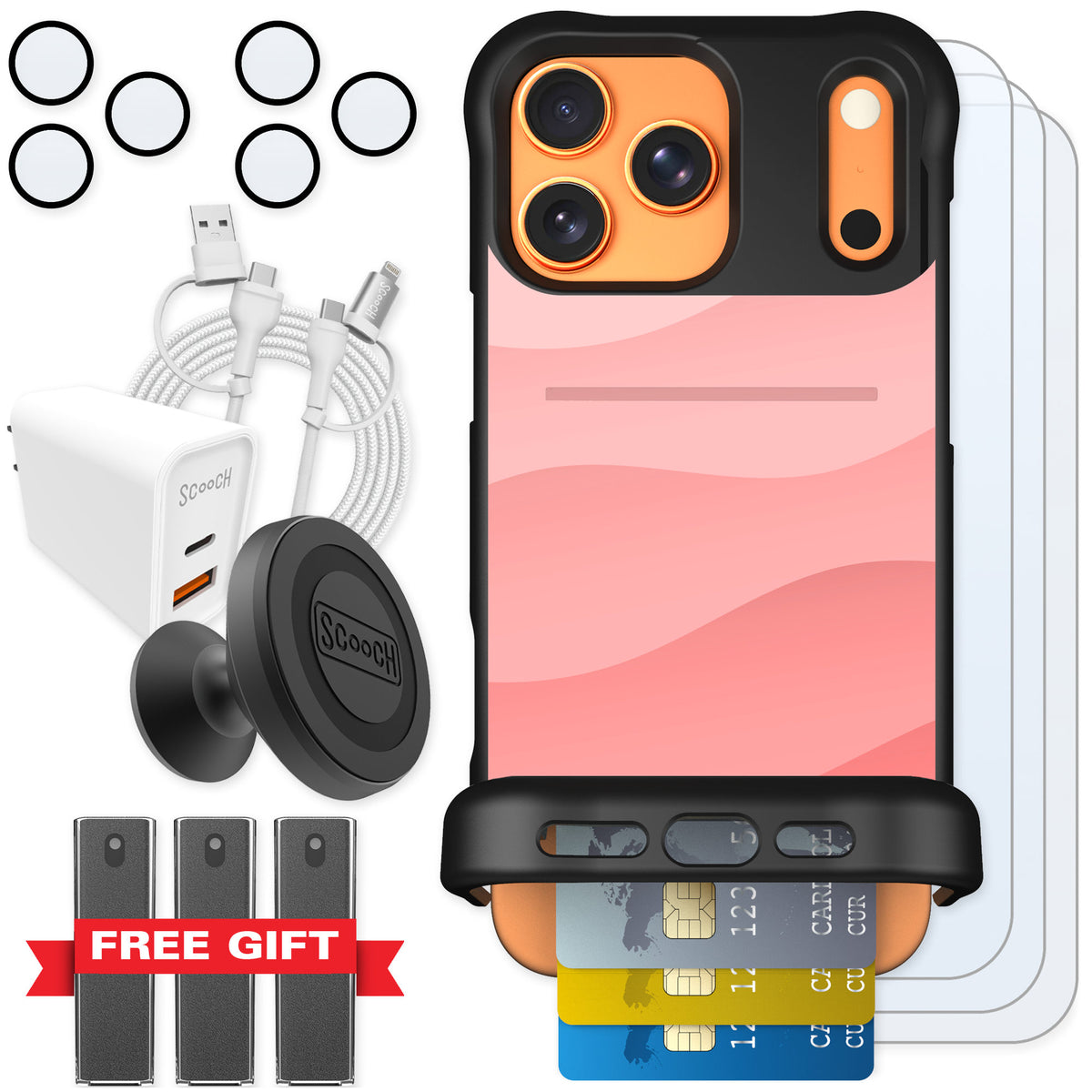 Scooch Wingmate Pink Waves for iPhone 17 Pro Max — Ultimate Bundle