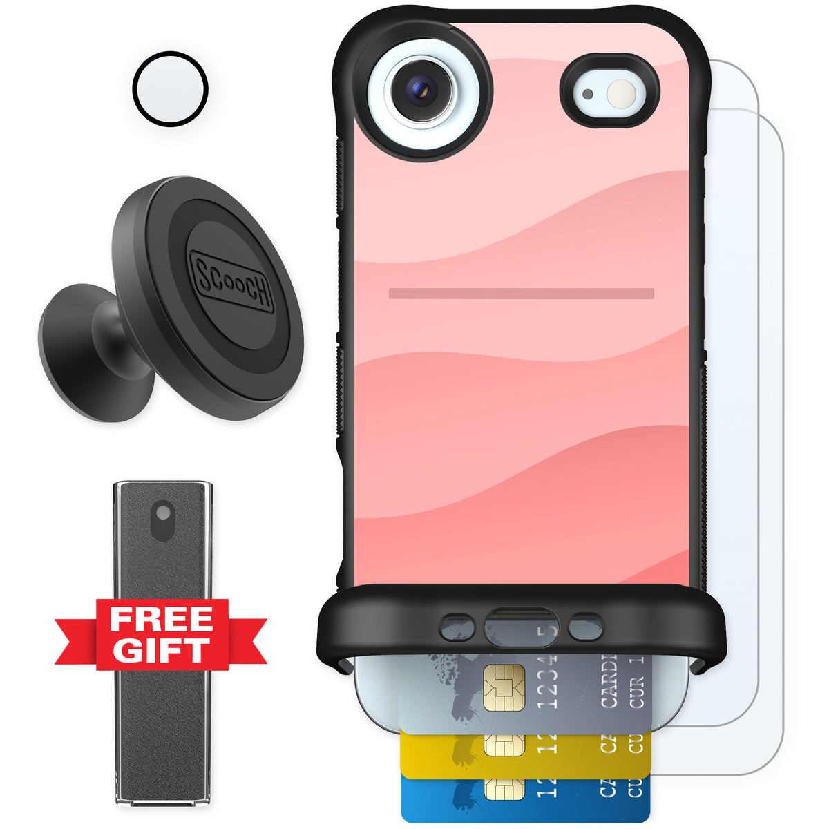 Scooch Wingmate Pink Waves for iPhone Air — Defender Bundle