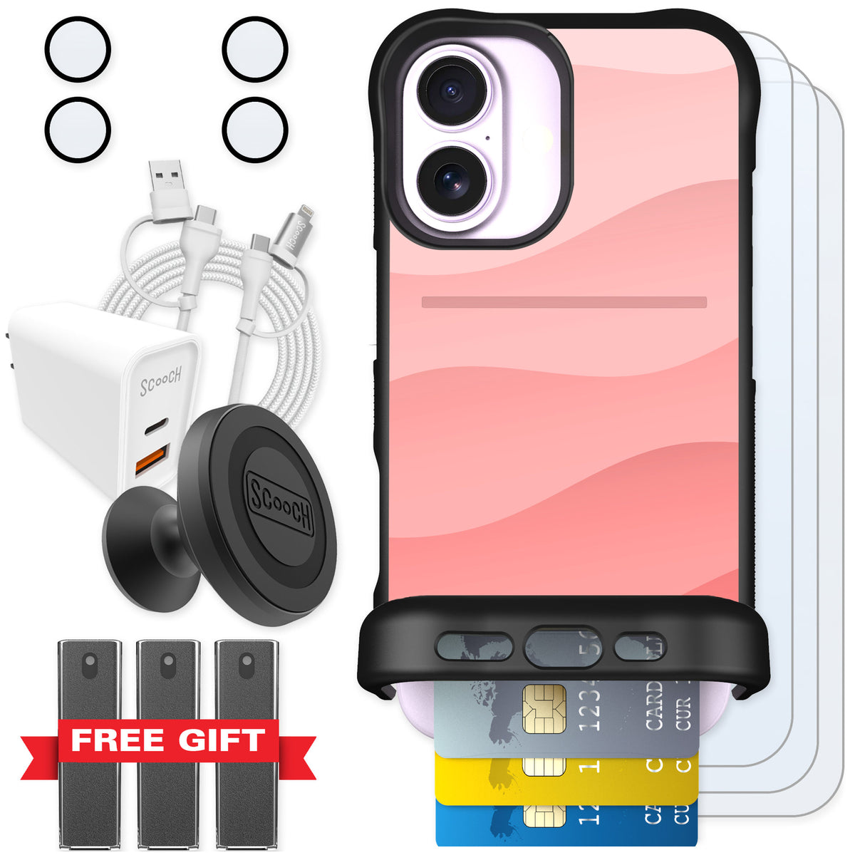Scooch Wingmate Pink Waves for iPhone 17 — Ultimate Bundle