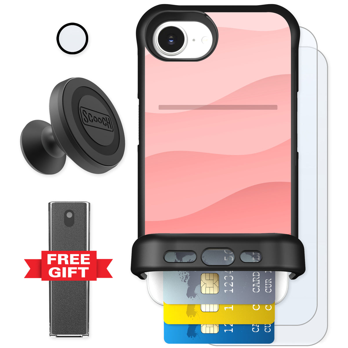 Scooch Wingmate Pink Waves for iPhone 17e — Defender Bundle