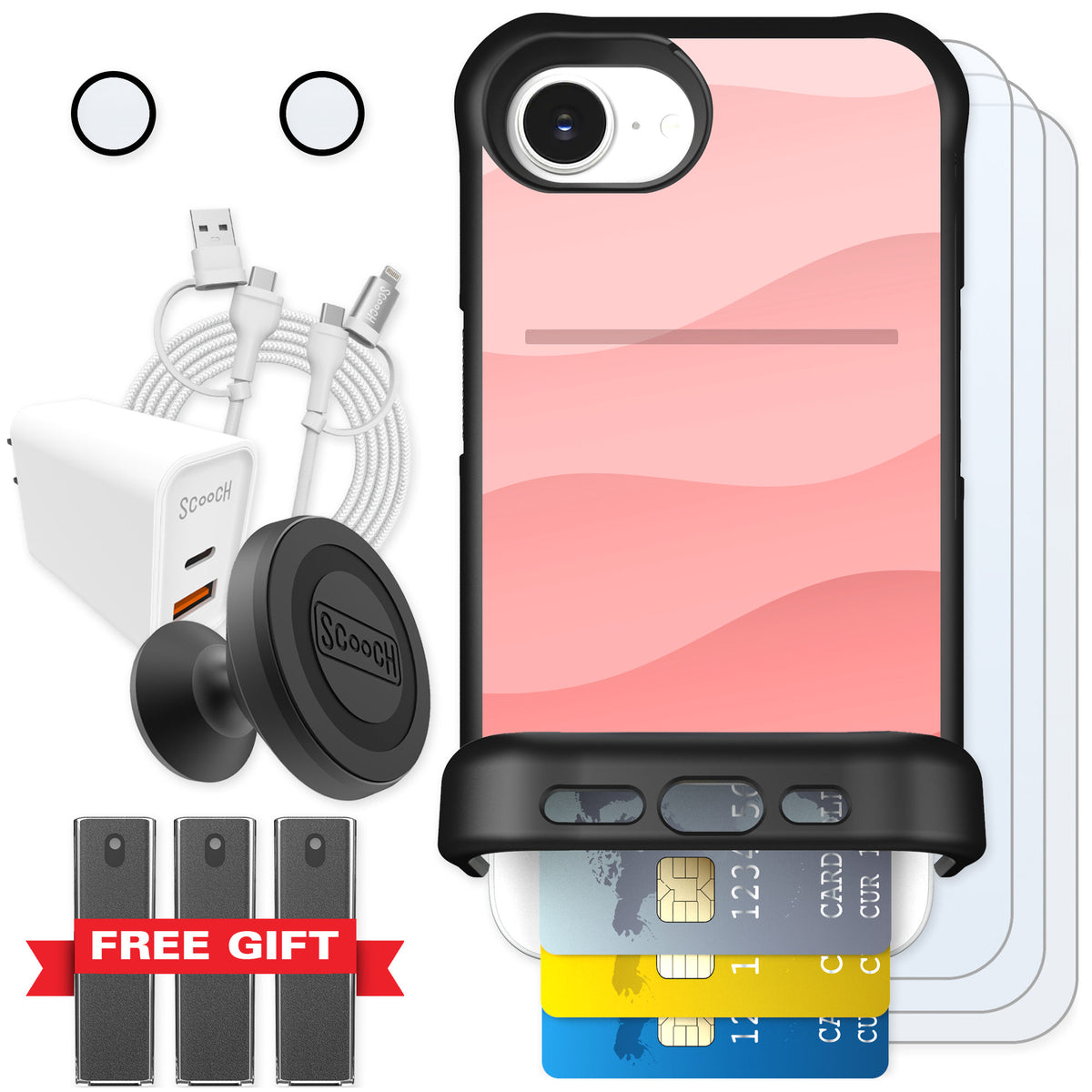 Scooch Wingmate Pink Waves for iPhone 17e — Ultimate Bundle
