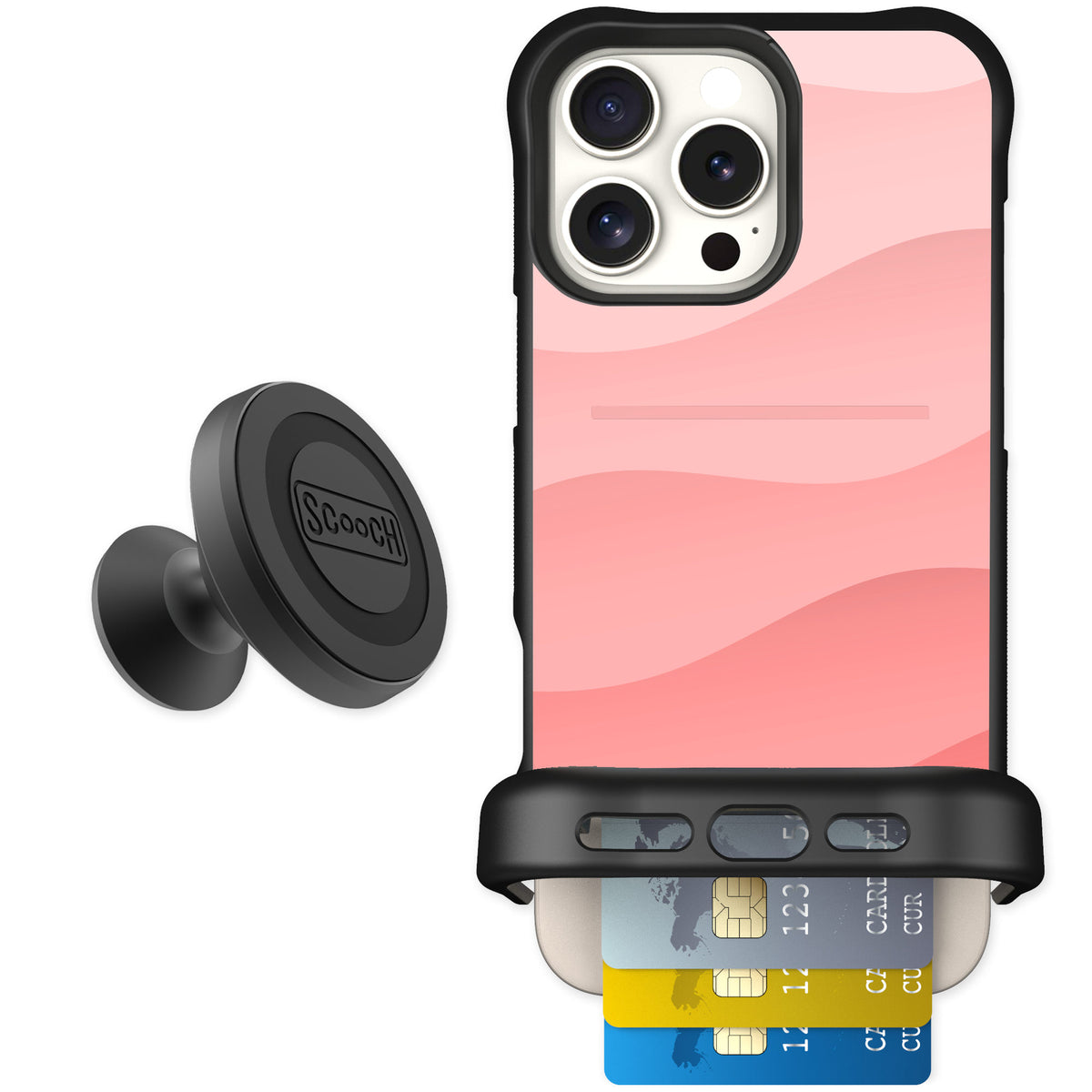 Scooch Wingmate Pink Waves for iPhone 16 Pro Max — Starter Bundle