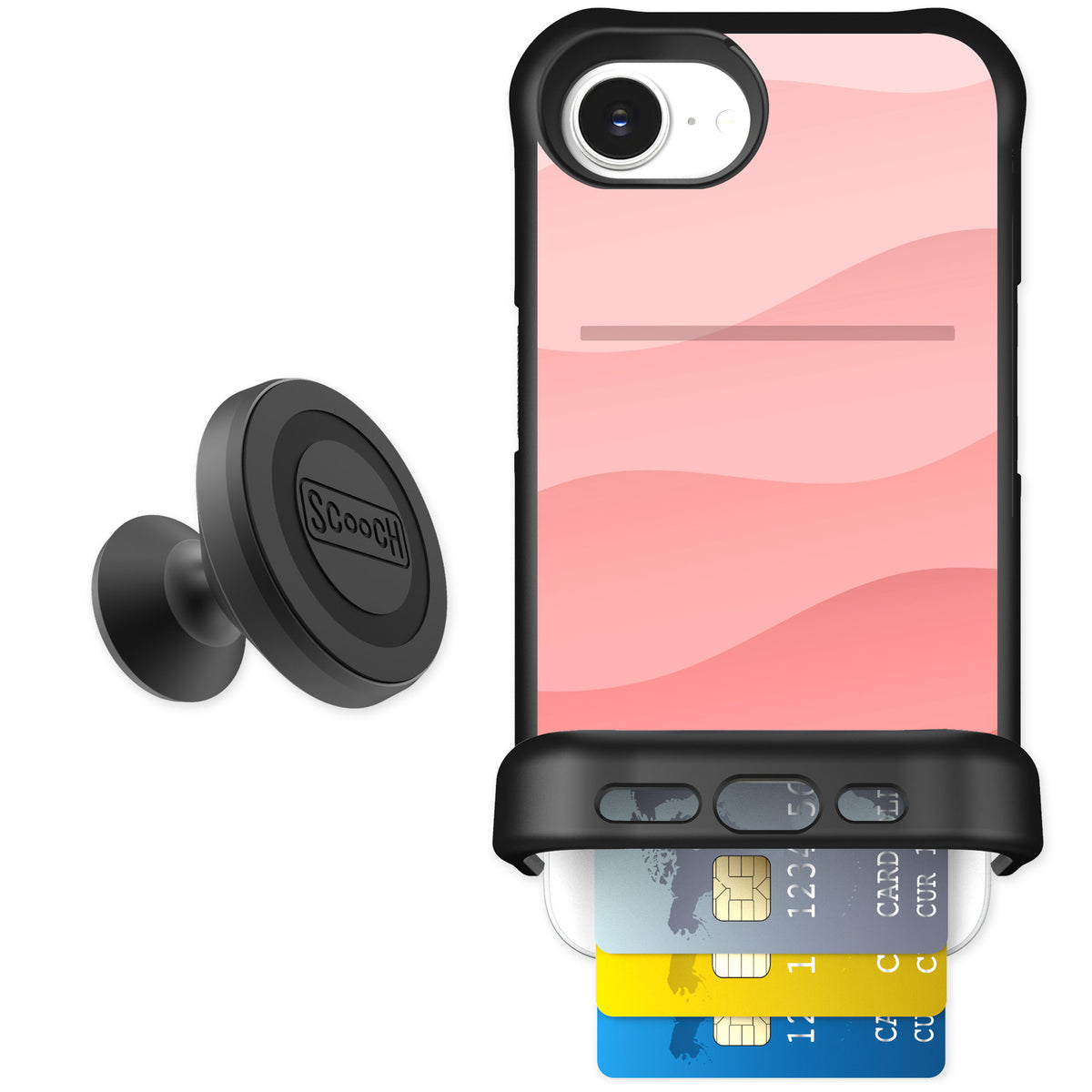 Scooch Wingmate Pink Waves for iPhone 16e — Starter Bundle