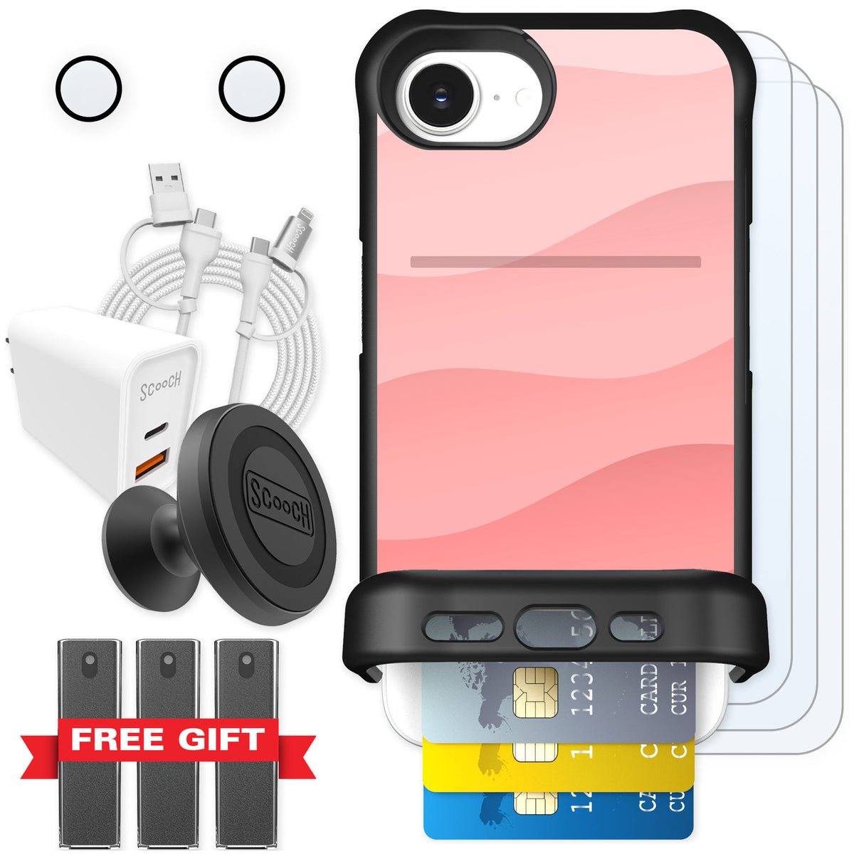 Scooch Wingmate Pink Waves for iPhone 16e — Ultimate Bundle