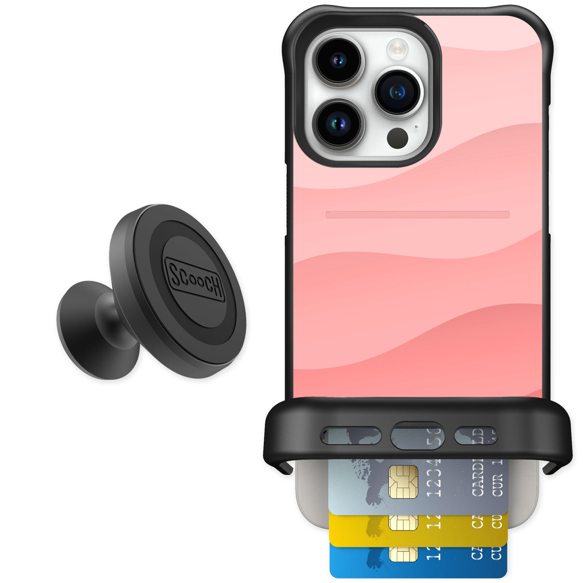 Scooch Wingmate Pink Waves for iPhone 15 Pro Max — Starter Bundle