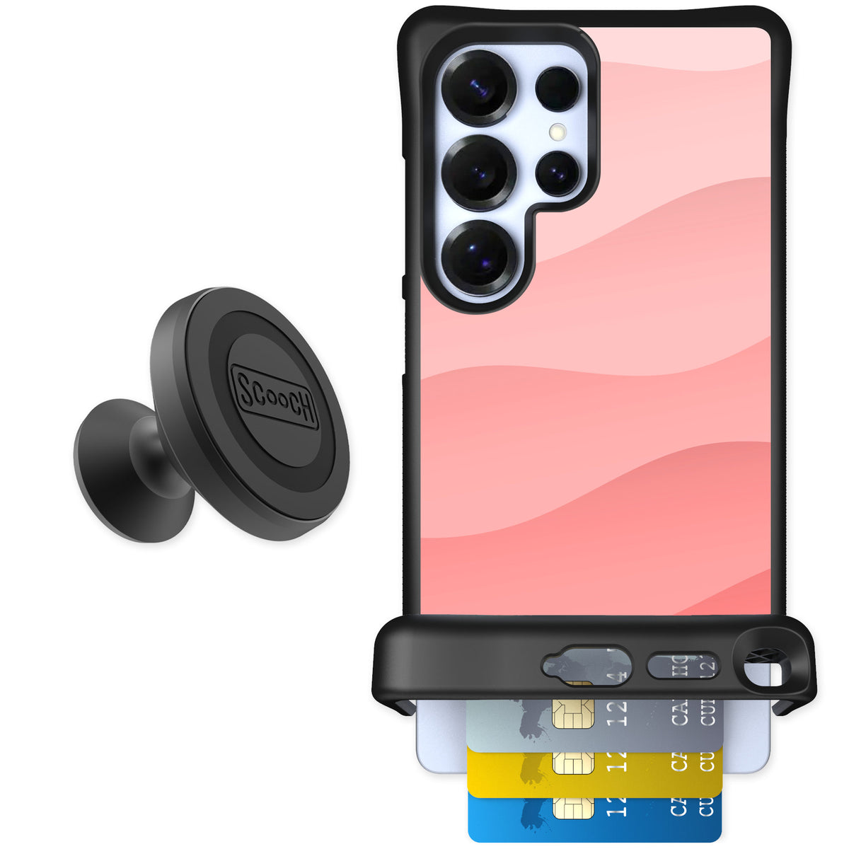 Scooch Wingmate Pink Waves for Galaxy S25 Ultra — Starter Bundle