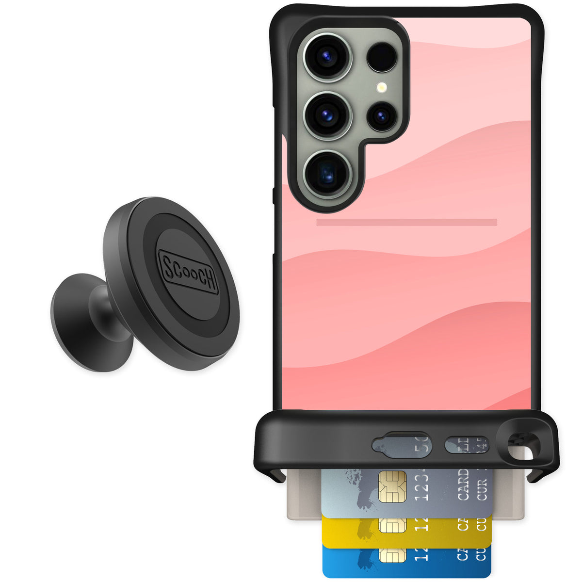 Scooch Wingmate Pink Waves for Galaxy S24 Ultra — Starter Bundle