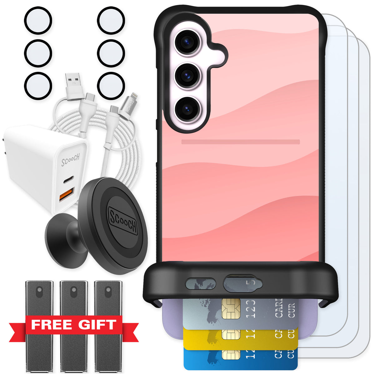 Scooch Wingmate Pink Waves for Galaxy S24+ — Ultimate Bundle