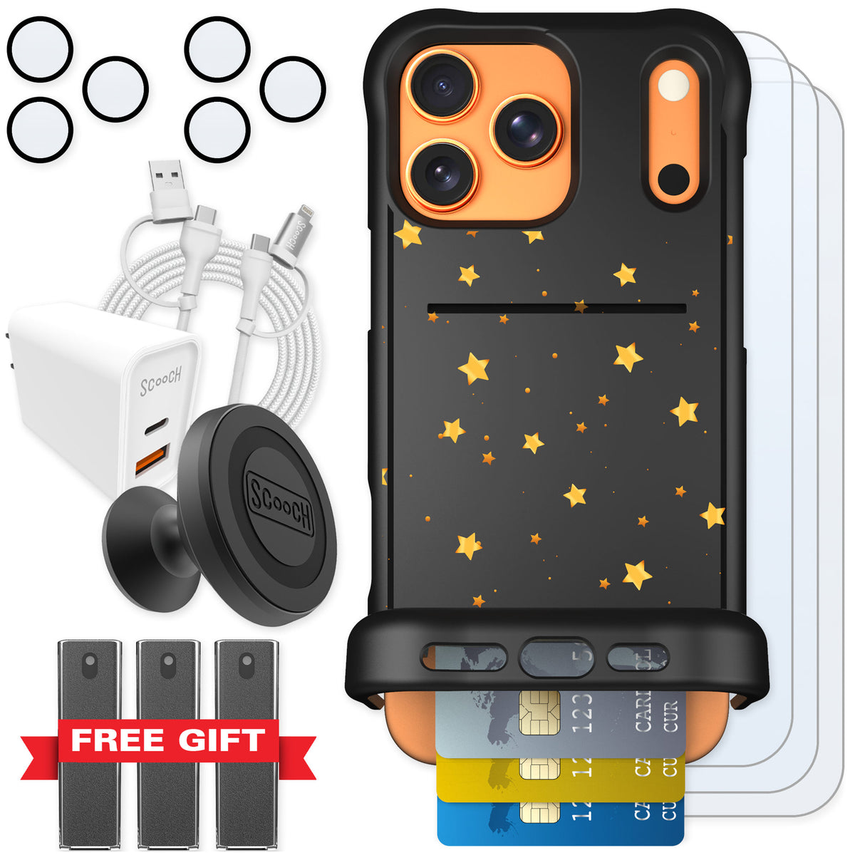 Scooch Wingmate Gold Stars for iPhone 17 Pro Max — Ultimate Bundle