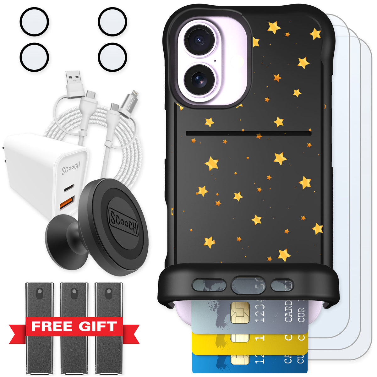 Scooch Wingmate Gold Stars for iPhone 17 — Ultimate Bundle