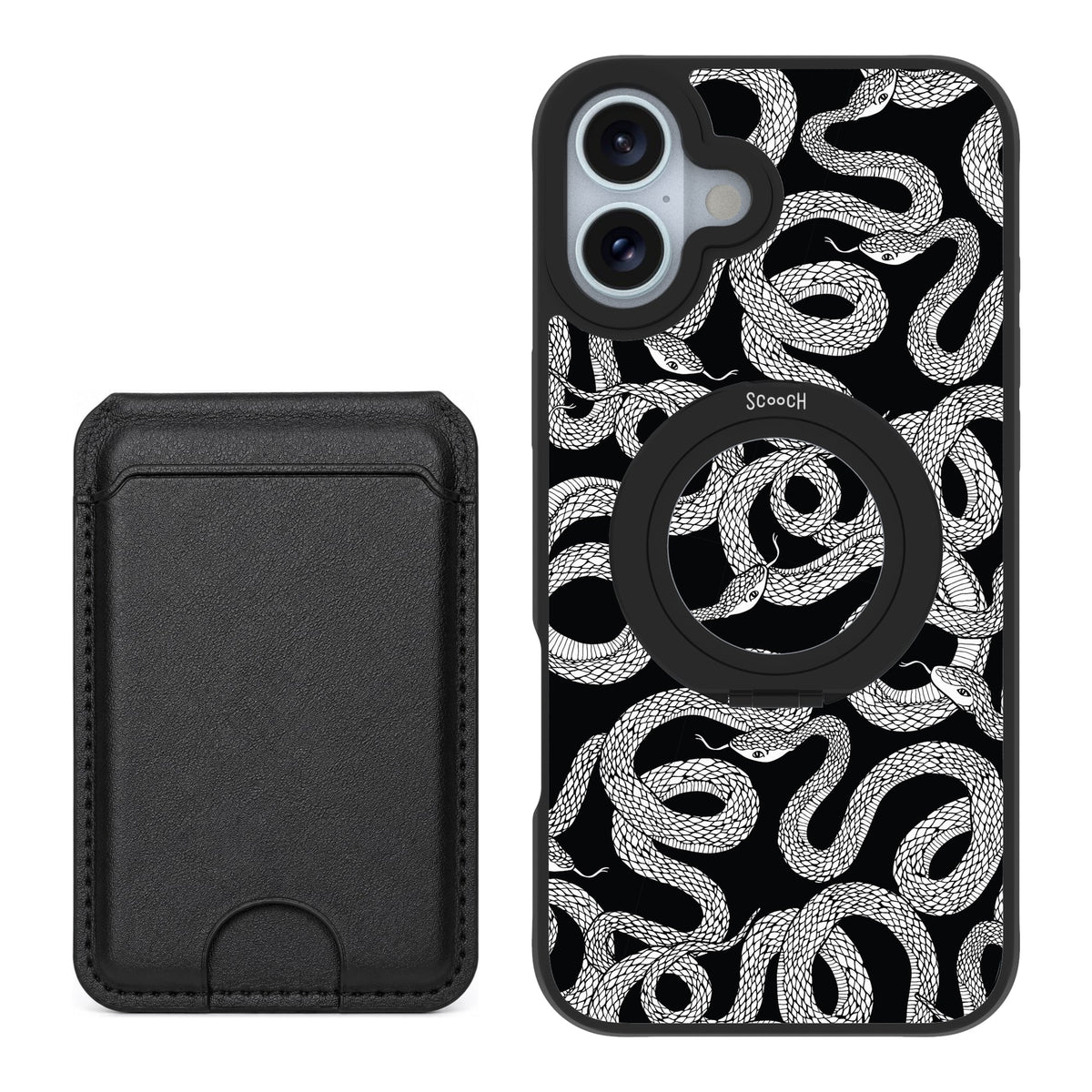 Scooch HaloCase Snakes for iPhone 16 Plus with Black MagWallet