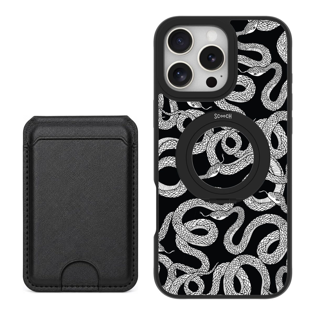 Scooch HaloCase Snakes for iPhone 16 Pro Max with Black MagWallet