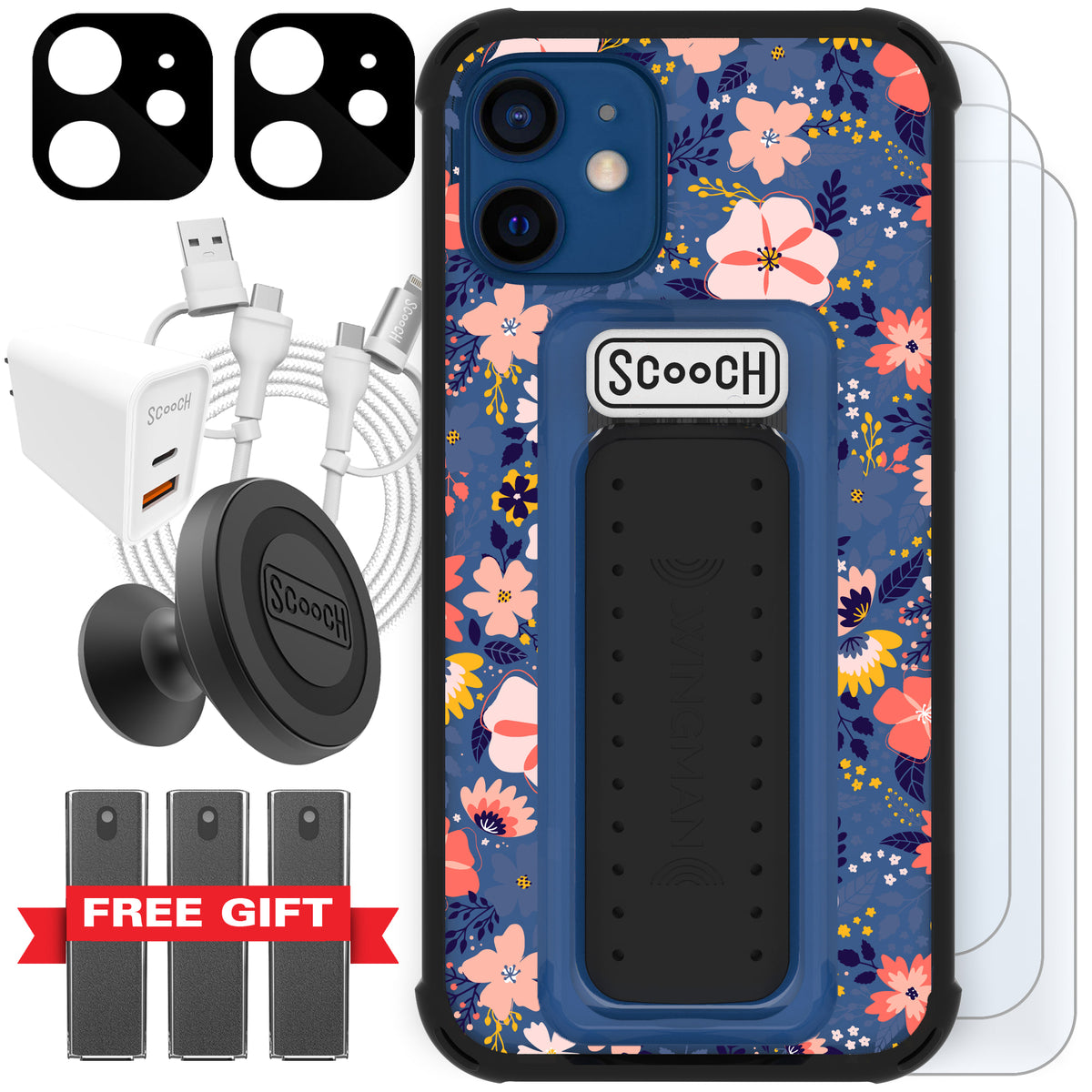 Scooch Wingman Ultimate Bundle for iPhone 12 mini in Wildflowers