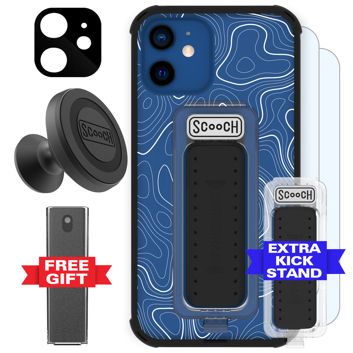 Scooch Wingman Defender Bundle for iPhone 12 in Topography