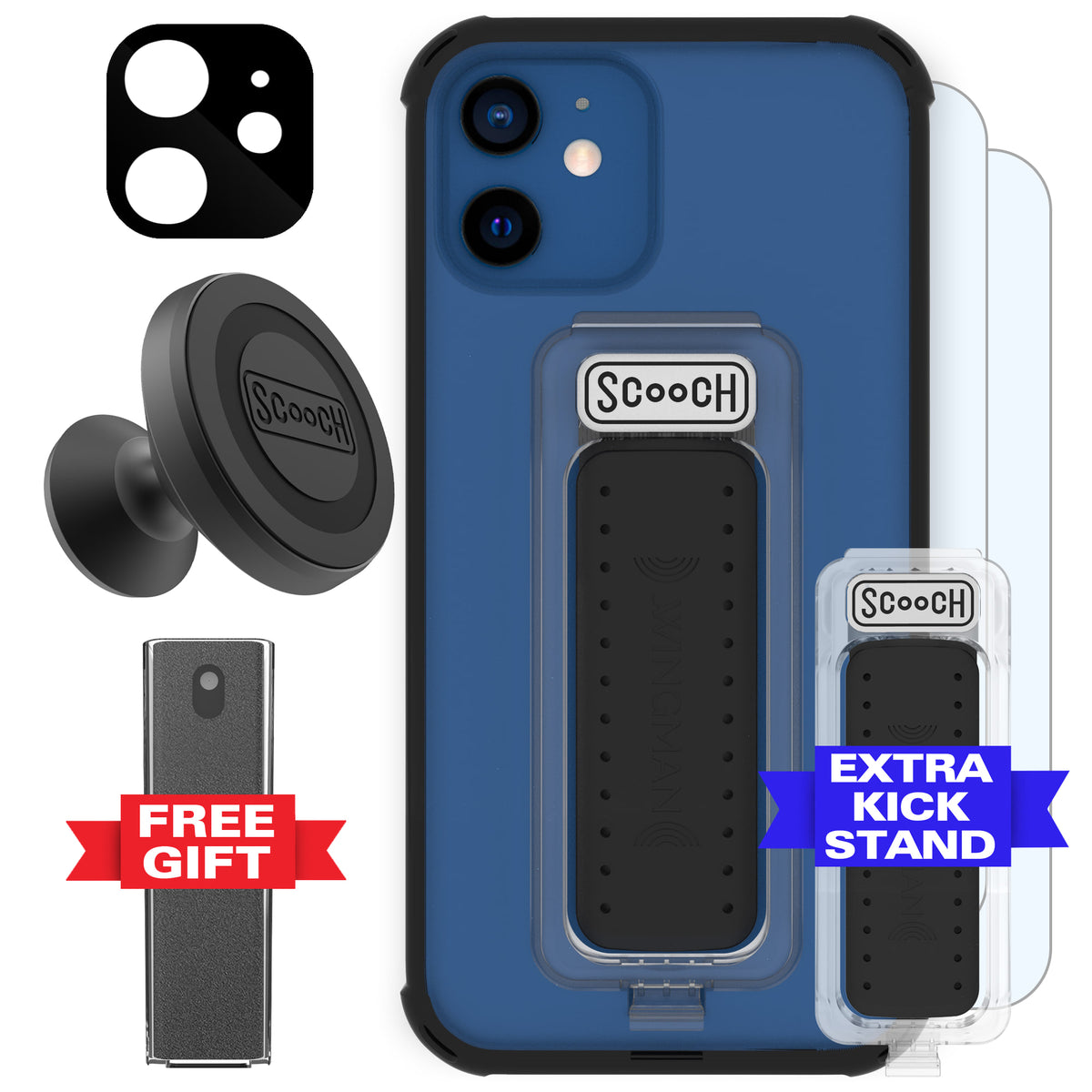 Scooch Wingman Defender Bundle for iPhone 12 in Tuxedo Clear