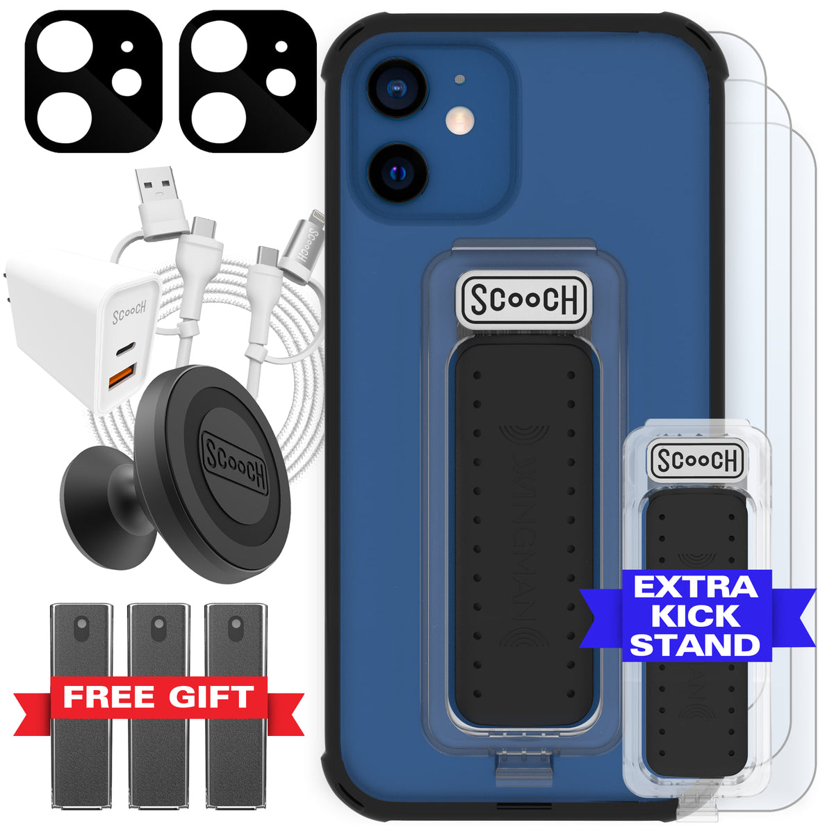 Scooch Wingman Ultimate Bundle for iPhone 12 in Tuxedo Clear
