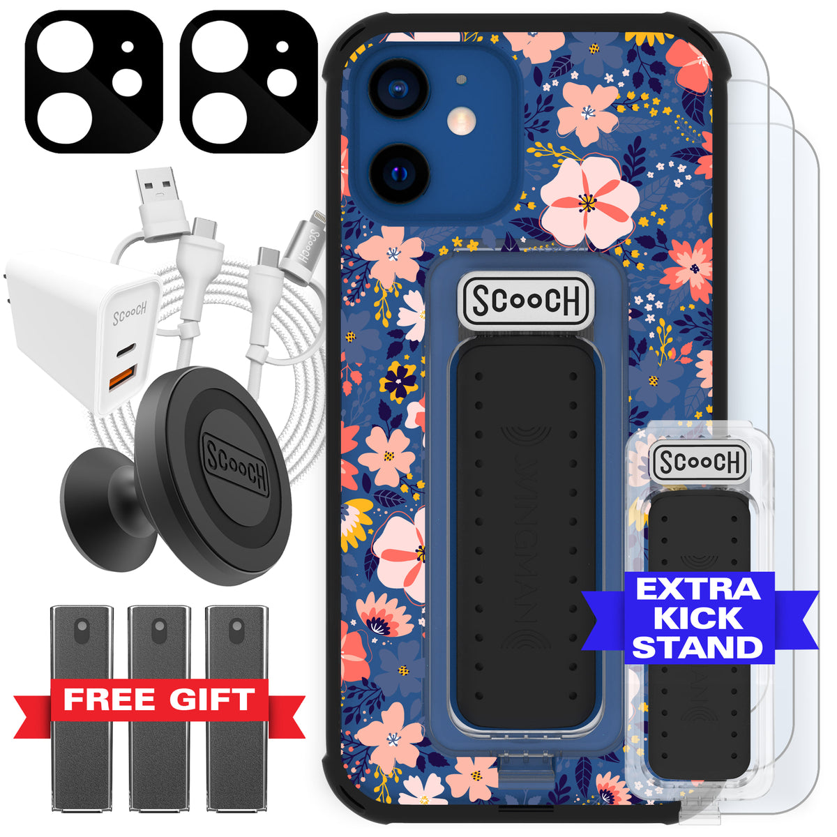 Scooch Wingman Ultimate Bundle for iPhone 12 in Wildflowers