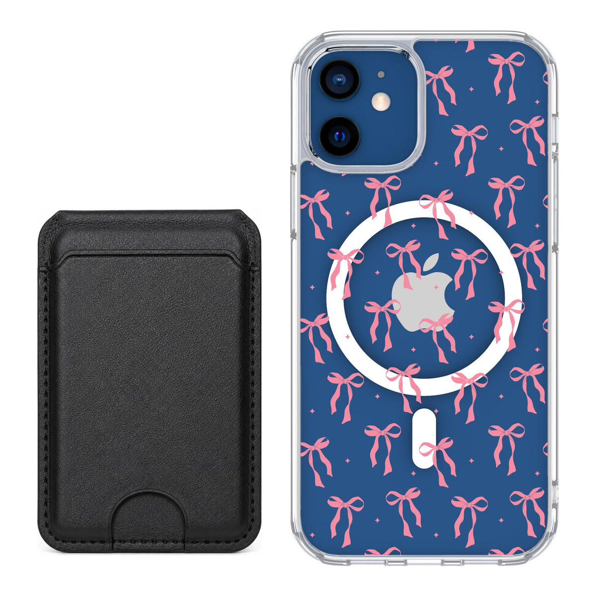 Scooch MagCase Pink Bows for iPhone 12 and iPhone 12 Pro with Black MagWallet