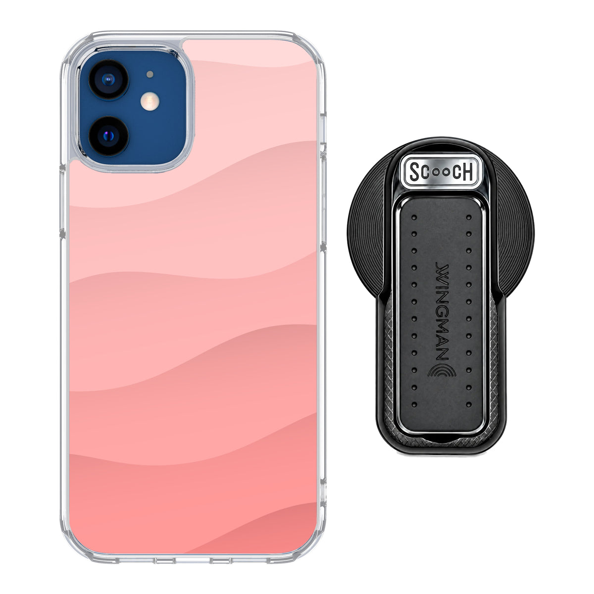 Scooch MagCase Pink Waves for iPhone 12 Pro and iPhone 12 with MagSafe Wingback - Black