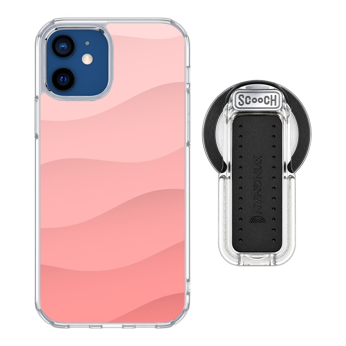 Scooch MagCase Pink Waves for iPhone 12 Pro and iPhone 12 with MagSafe Wingback - Clear