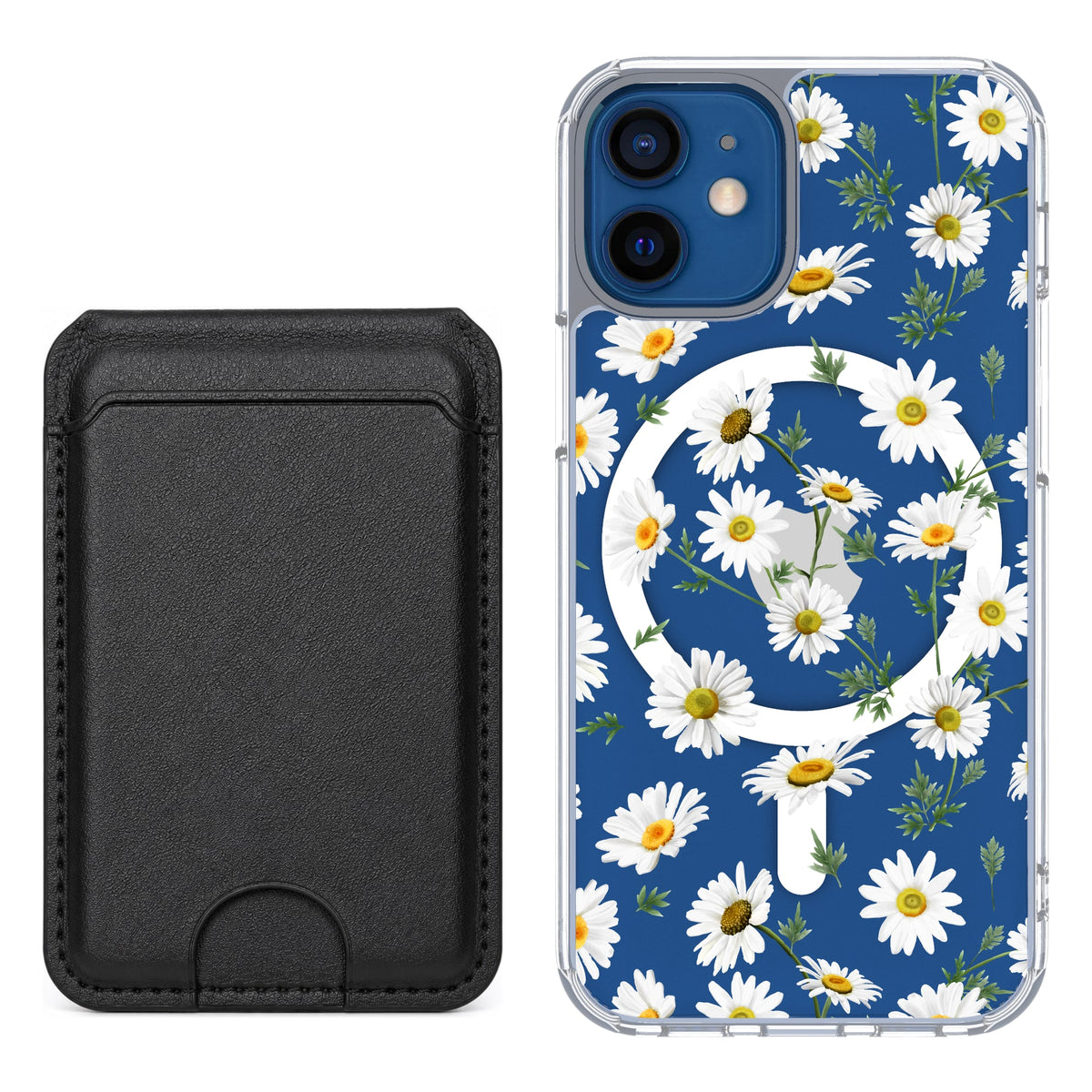 Scooch MagCase Daisies for iPhone 12 mini with Black MagWallet