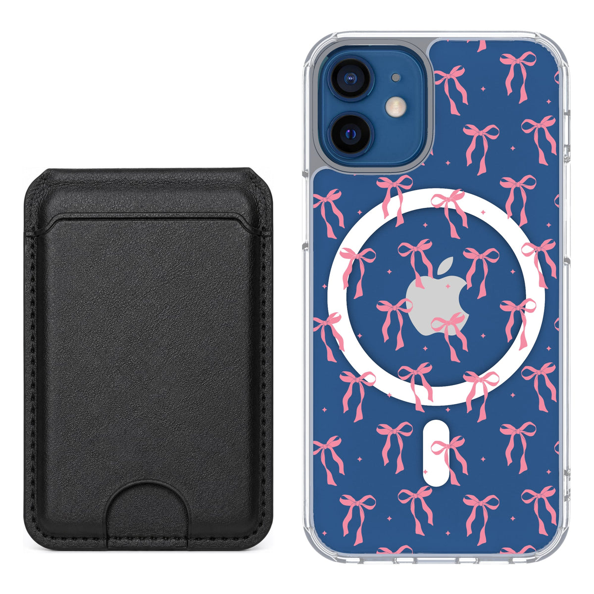 Scooch MagCase Pink Bows for iPhone 12 mini with Black MagWallet