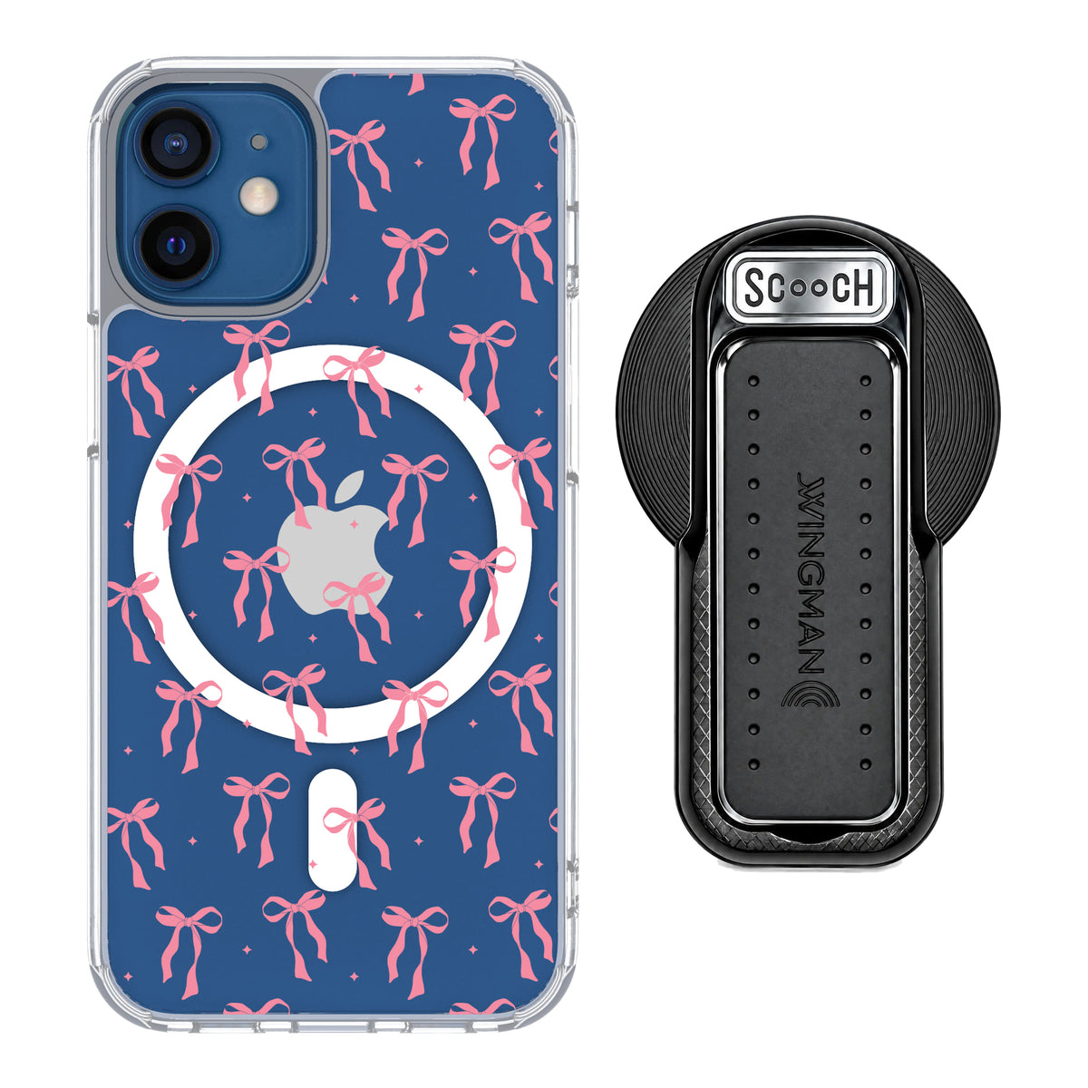 Scooch MagCase Pink Bows for iPhone 12 mini with MagSafe Wingback - Black