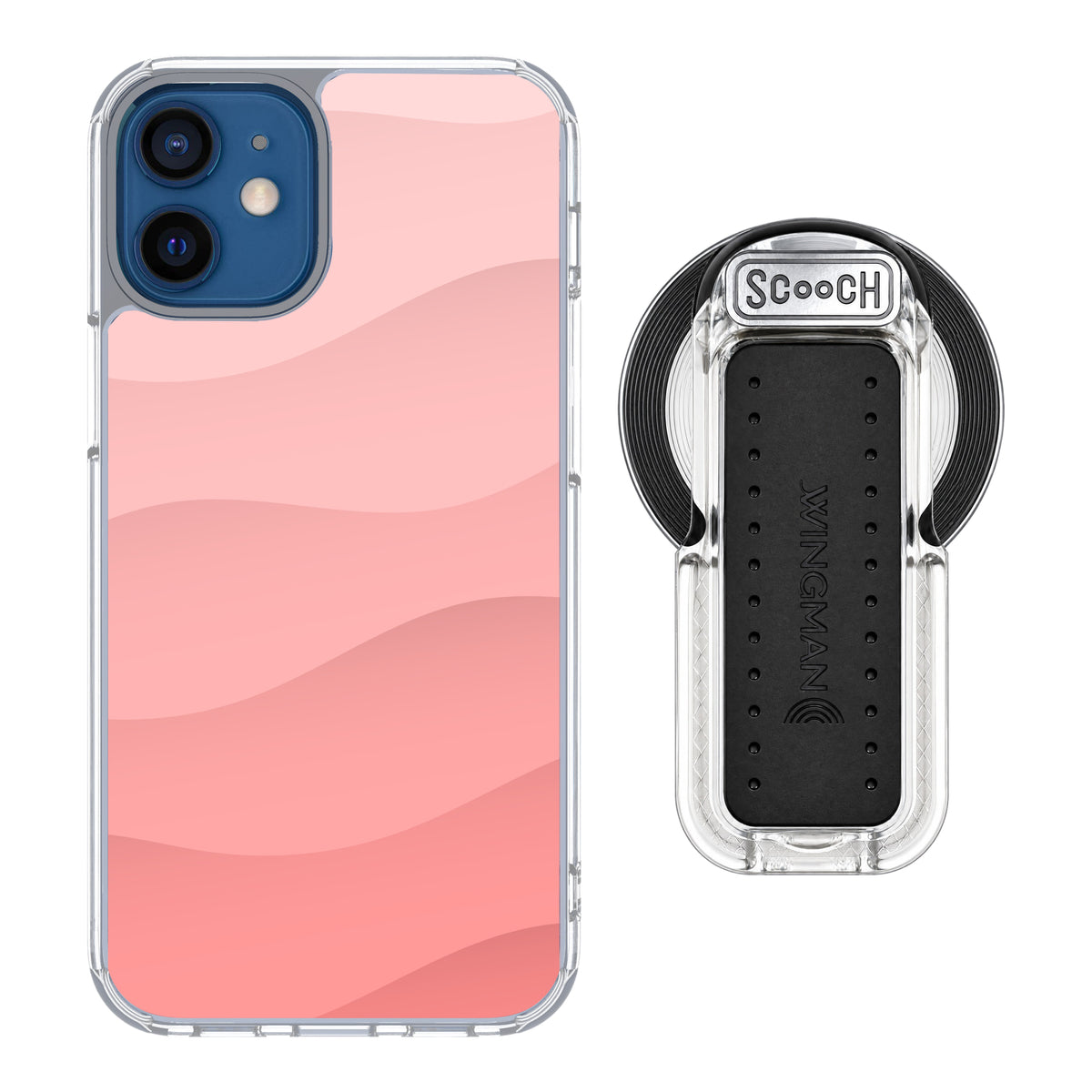 Scooch MagCase Pink Waves for iPhone 12 mini with MagSafe Wingback - Clear