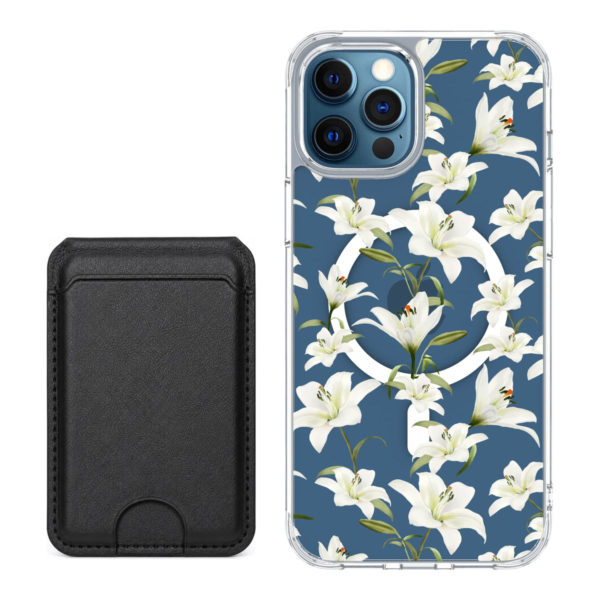Scooch MagCase Lilies for iPhone 12 Pro Max with Black MagWallet