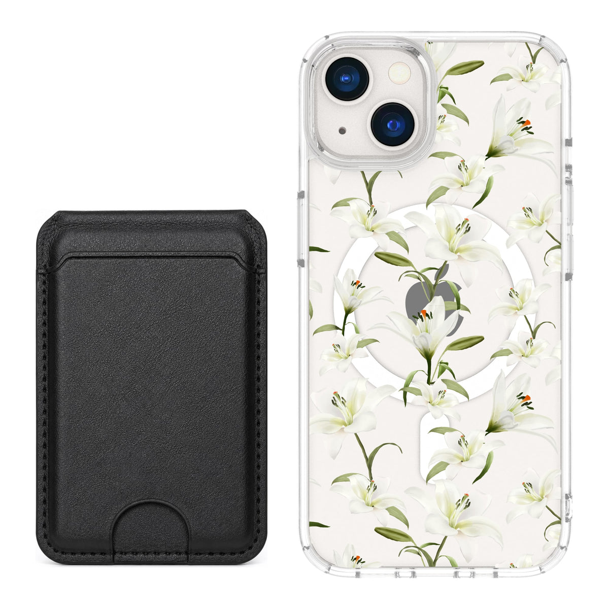 Scooch MagCase Lilies for iPhone 13 with Black MagWallet