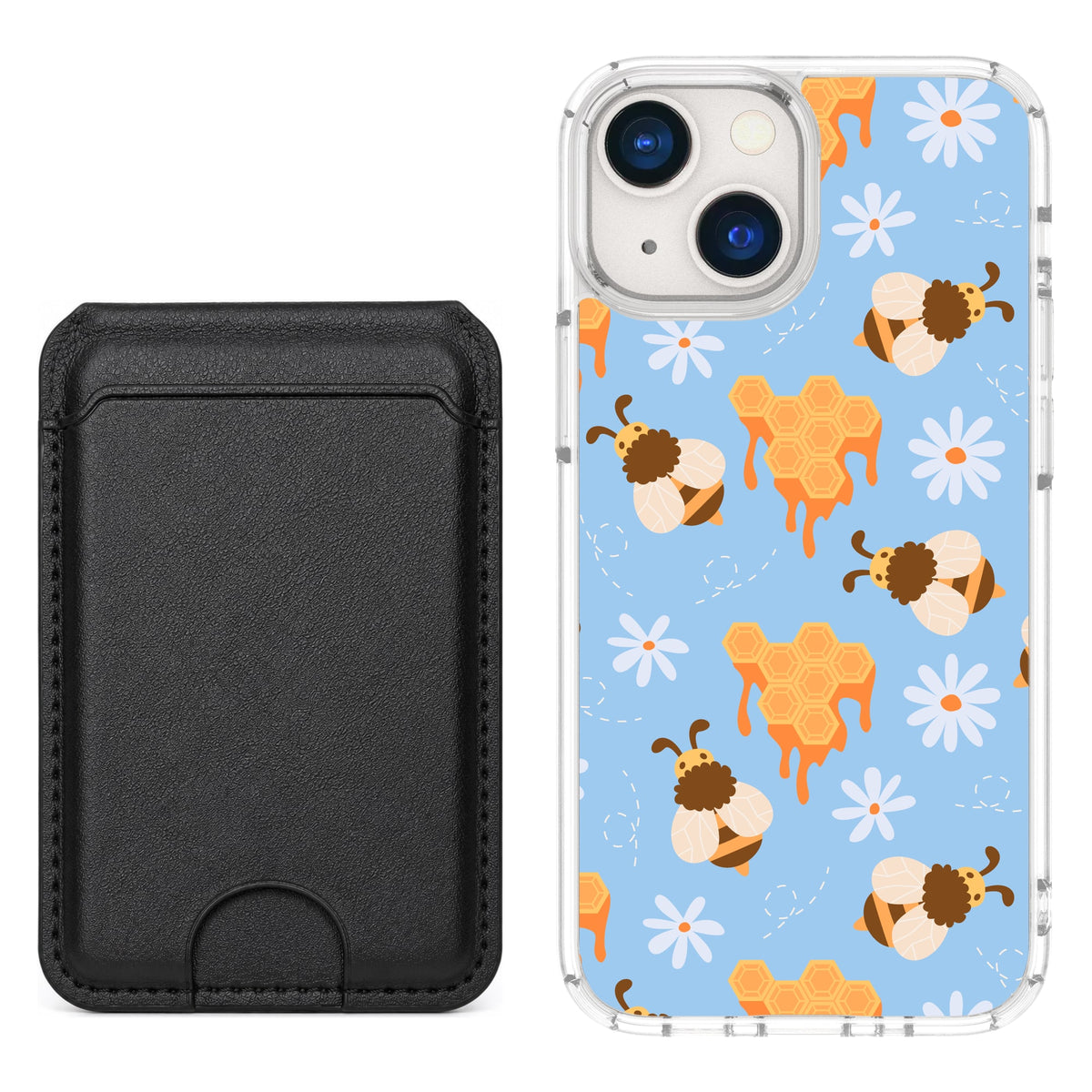 Scooch MagCase Honey Bees for iPhone 13 mini with Black MagWallet