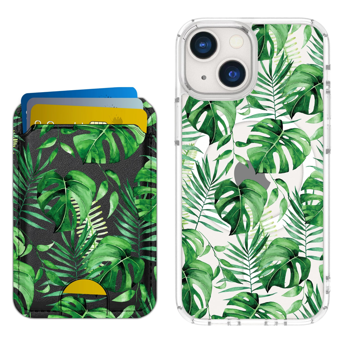 Scooch MagCase Monstera for iPhone 13 mini with Matching MagWallet