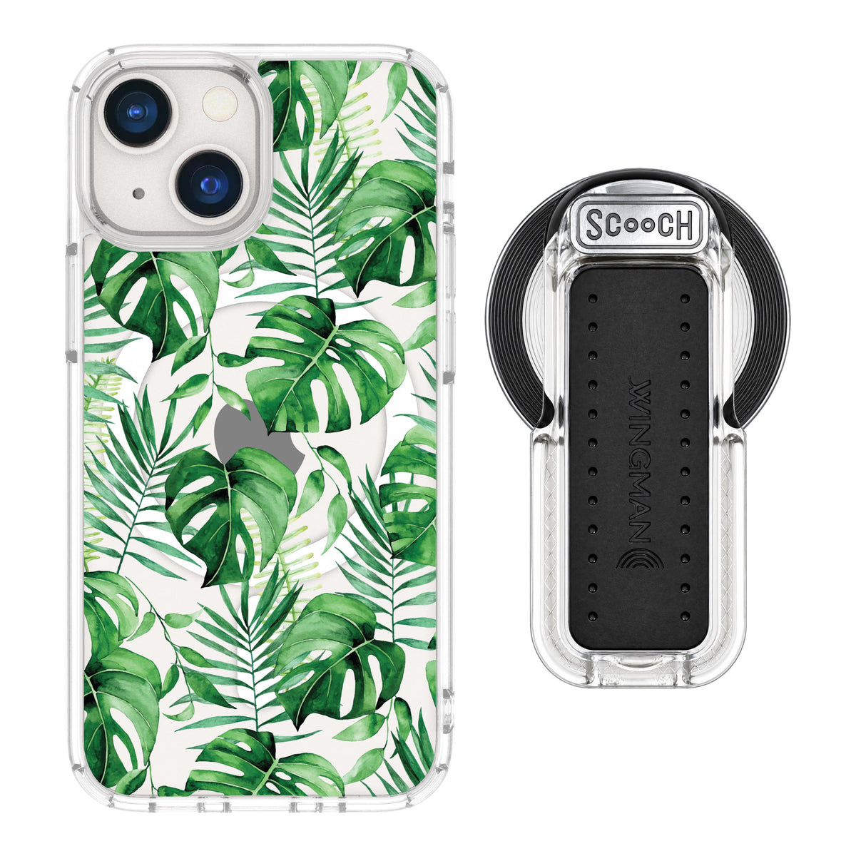 Scooch MagCase Monstera for iPhone 13 mini with MagSafe Wingback - Clear