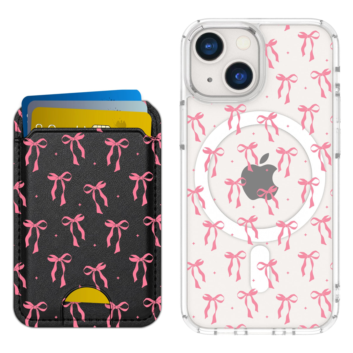Scooch MagCase Pink Bows for iPhone 13 mini with Matching MagWallet
