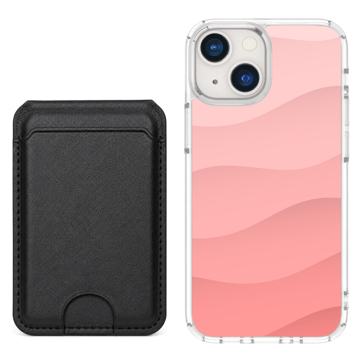 Scooch MagCase Pink Waves for iPhone 13 mini with Black MagWallet