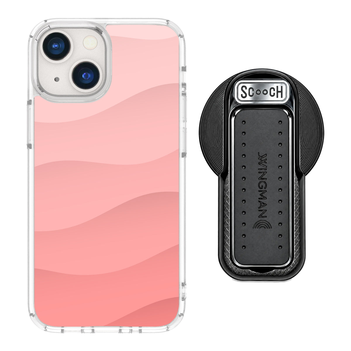 Scooch MagCase Pink Waves for iPhone 13 mini with MagSafe Wingback - Black