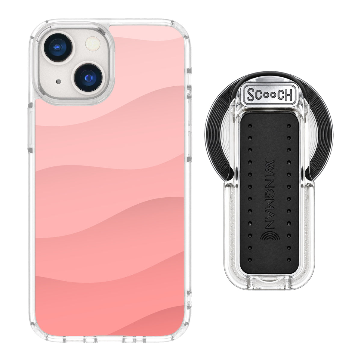 Scooch MagCase Pink Waves for iPhone 13 mini with MagSafe Wingback - Clear