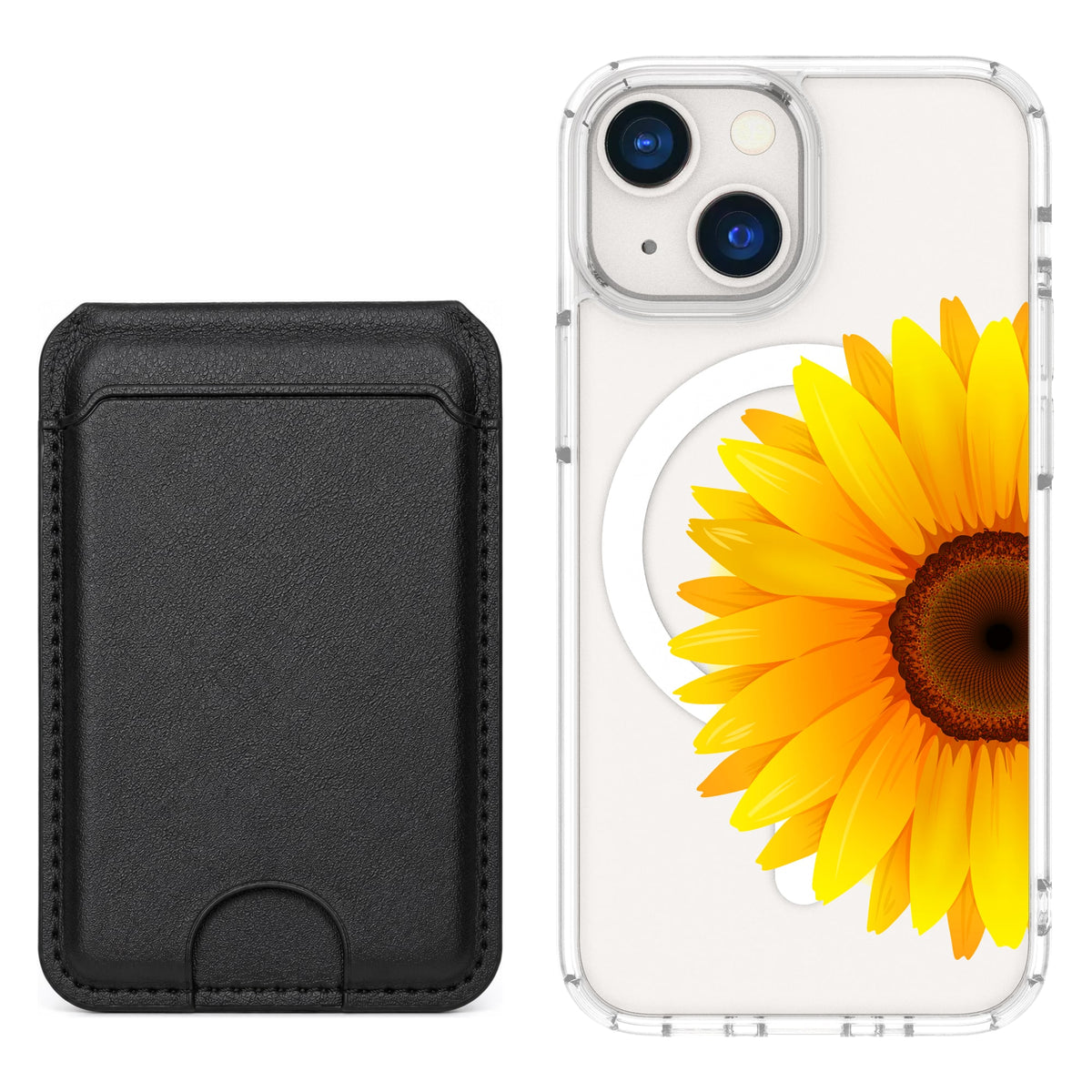 Scooch MagCase Sunflower for iPhone 13 mini with Black MagWallet