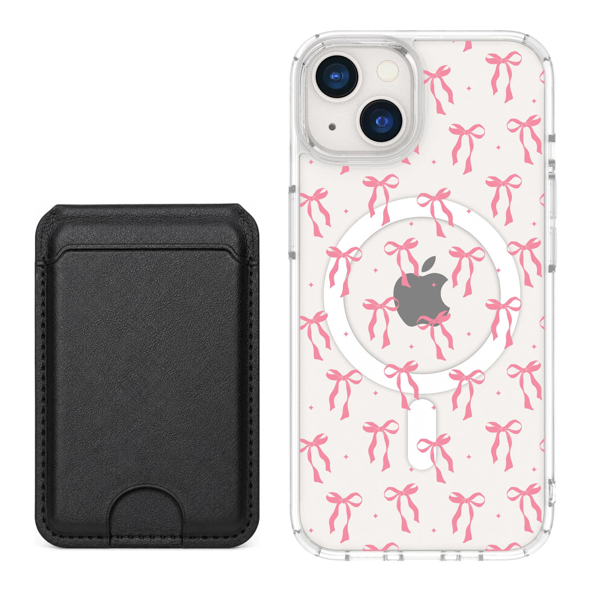 Scooch MagCase Pink Bows for iPhone 13 with Black MagWallet