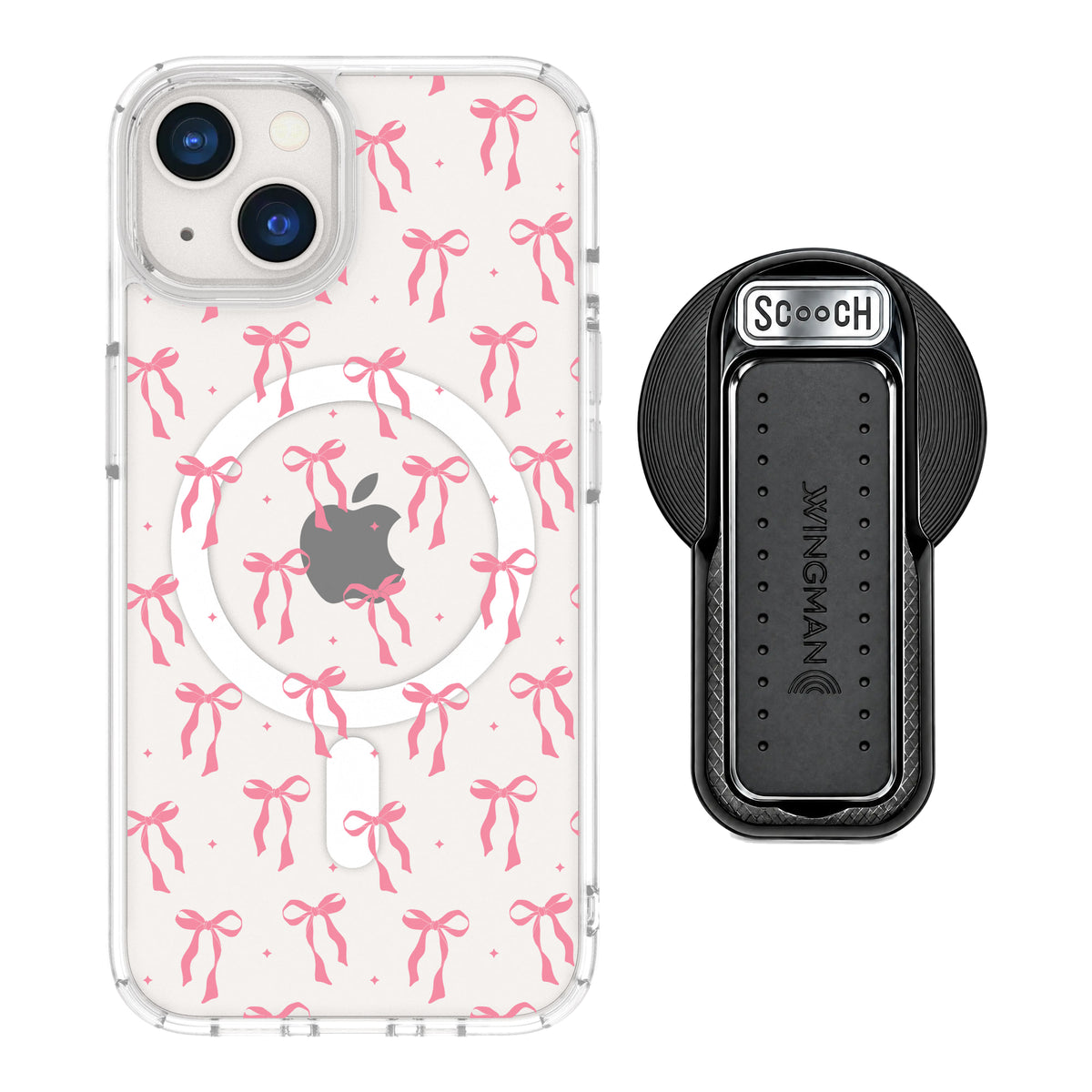 Scooch MagCase Pink Bows for iPhone 13 with MagSafe Wingback - Black
