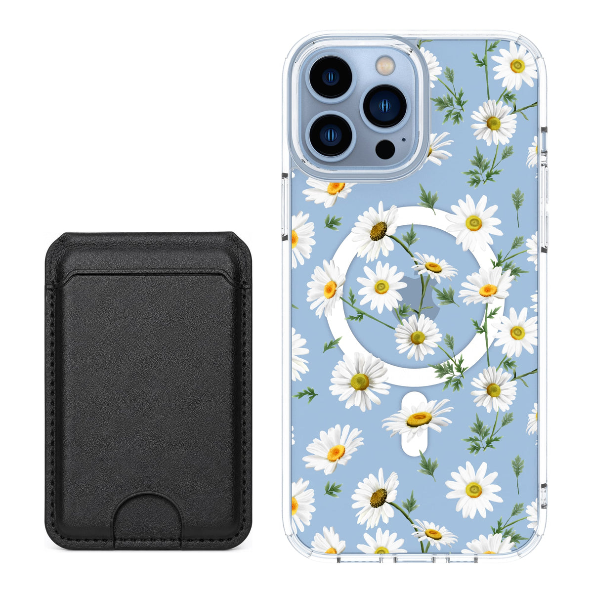 Scooch MagCase Daisies for iPhone 13 Pro Max with Black MagWallet