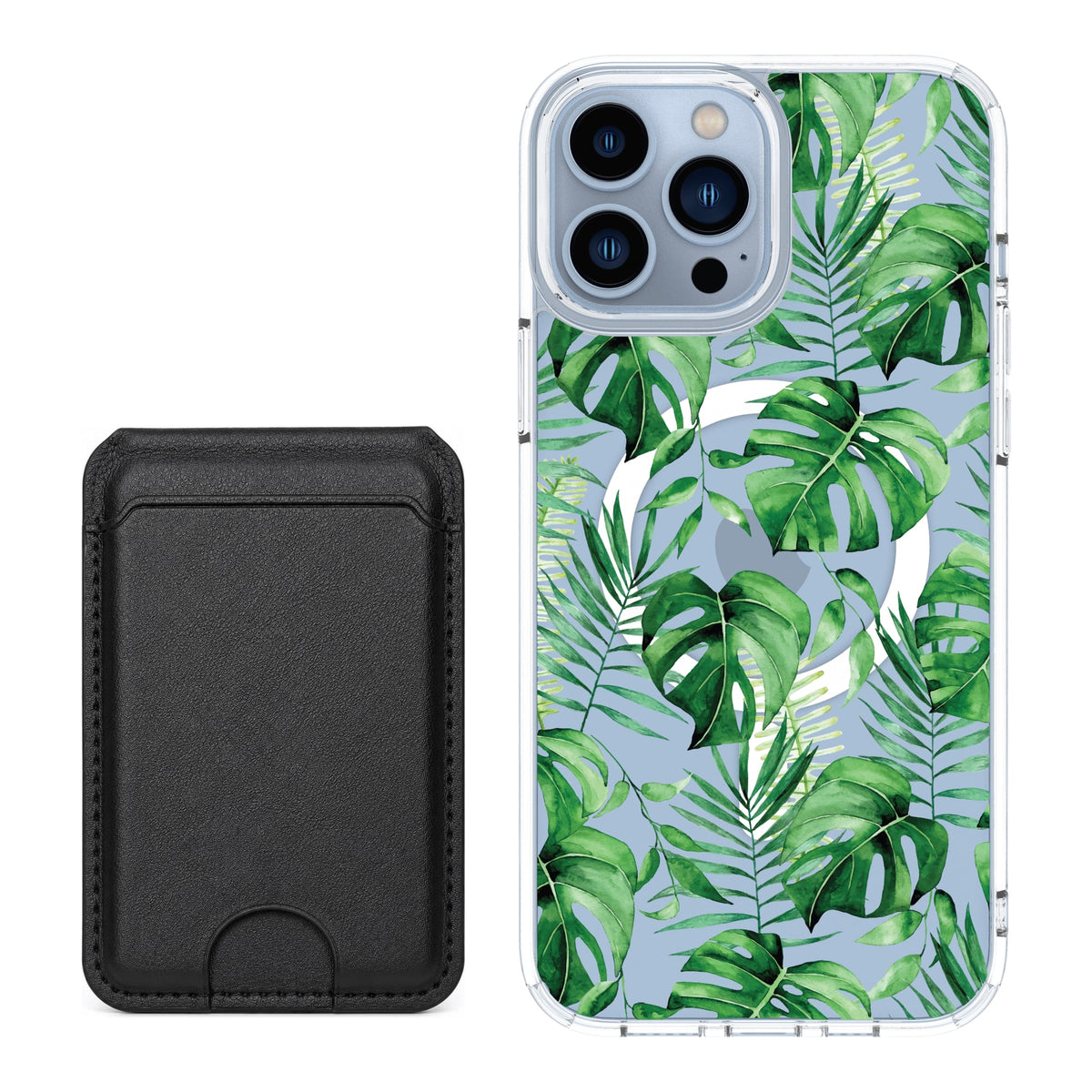 Scooch MagCase Monstera for iPhone 13 Pro Max with Black MagWallet