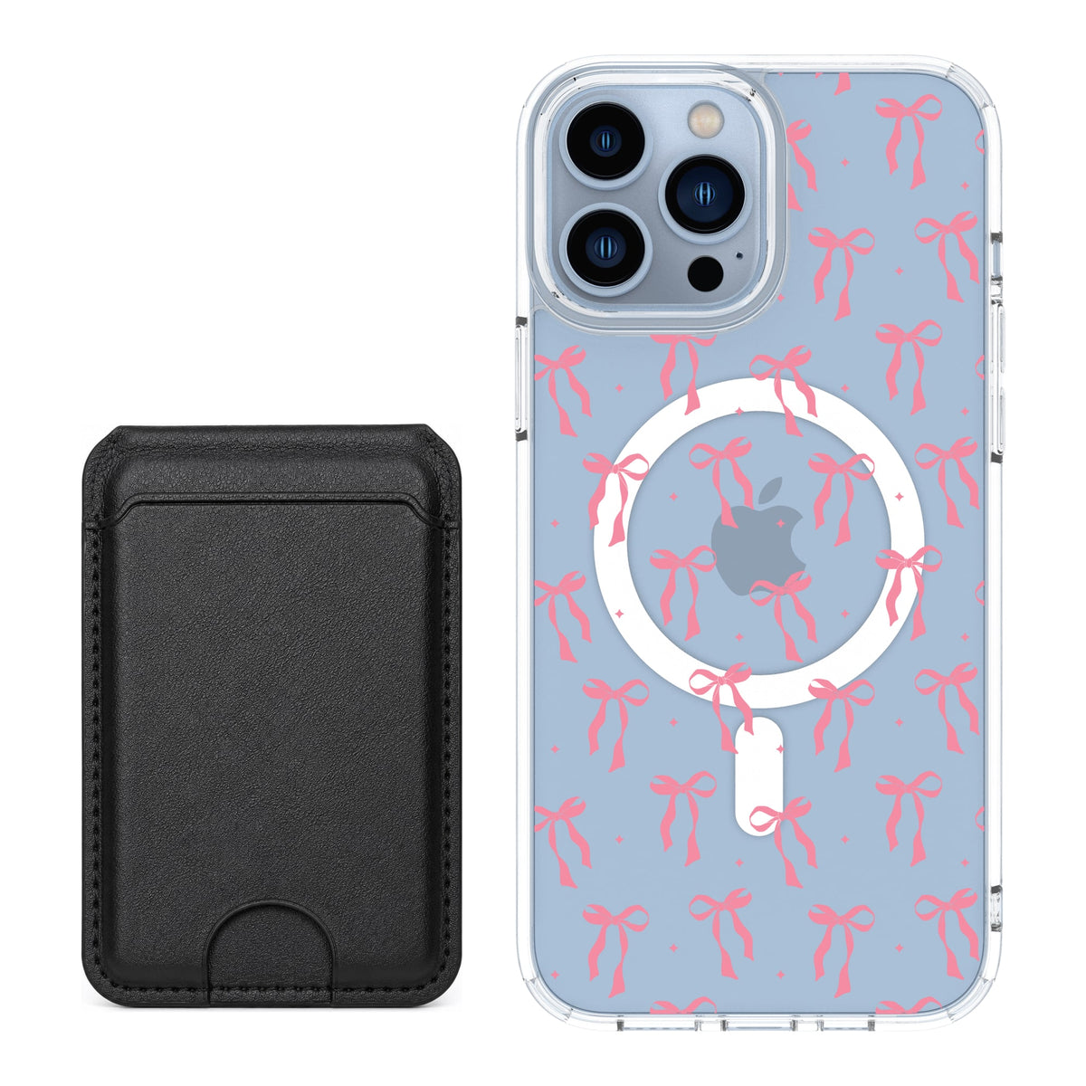 Scooch MagCase Pink Bows for iPhone 13 Pro Max with Black MagWallet