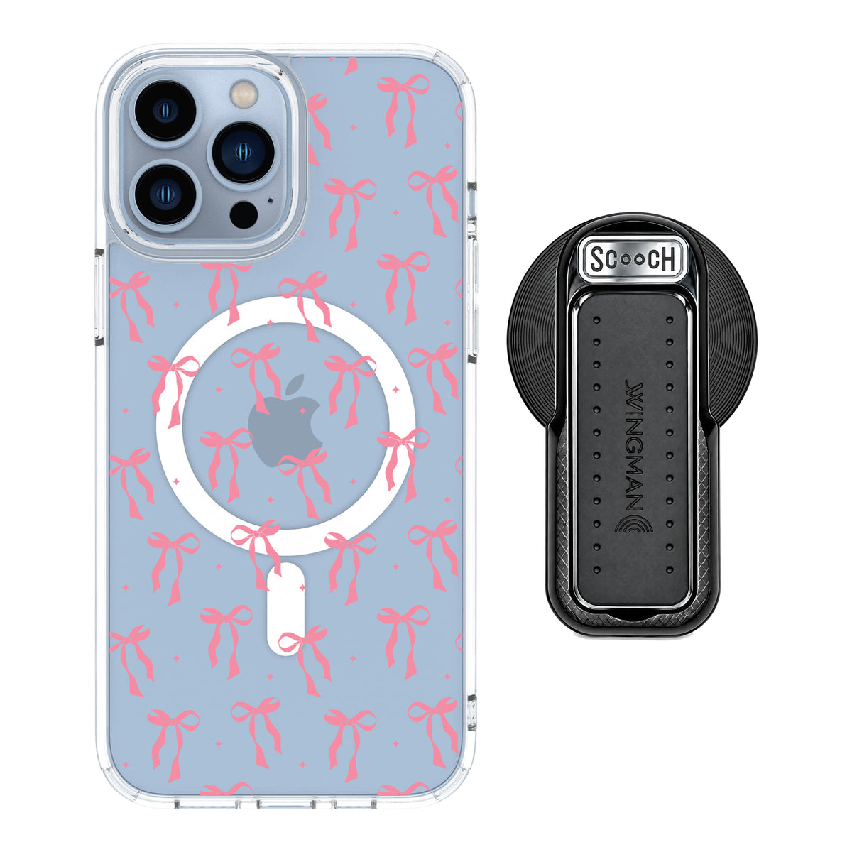 Scooch MagCase Pink Bows for iPhone 13 Pro Max with MagSafe Wingback - Black