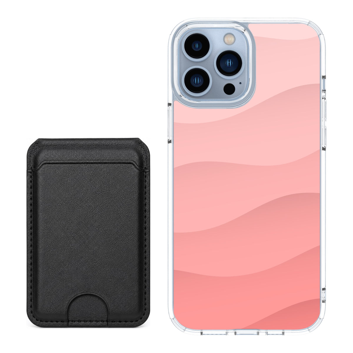 Scooch MagCase Pink Waves for iPhone 13 Pro Max with Black MagWallet