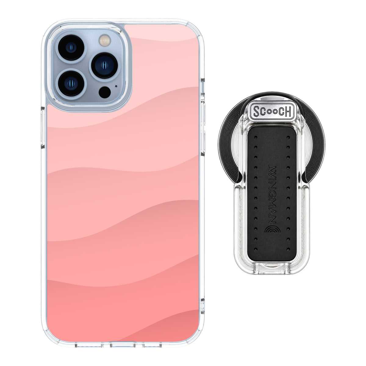 Scooch MagCase Pink Waves for iPhone 13 Pro Max with MagSafe Wingback - Clear